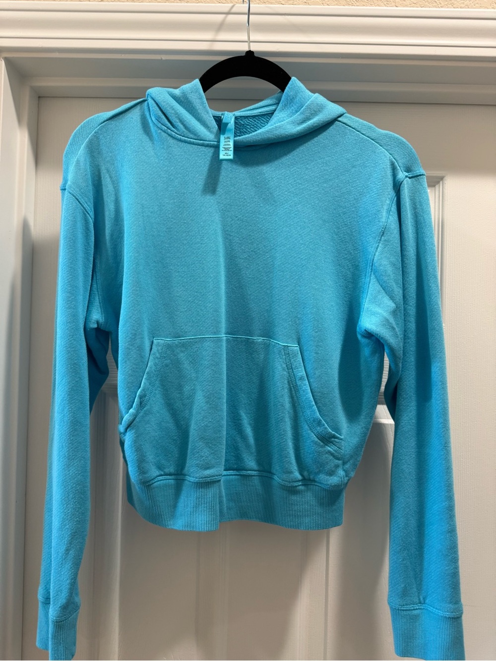 SKIMS Scoop-Neck Pullover Hoodie in Bright Turquoise